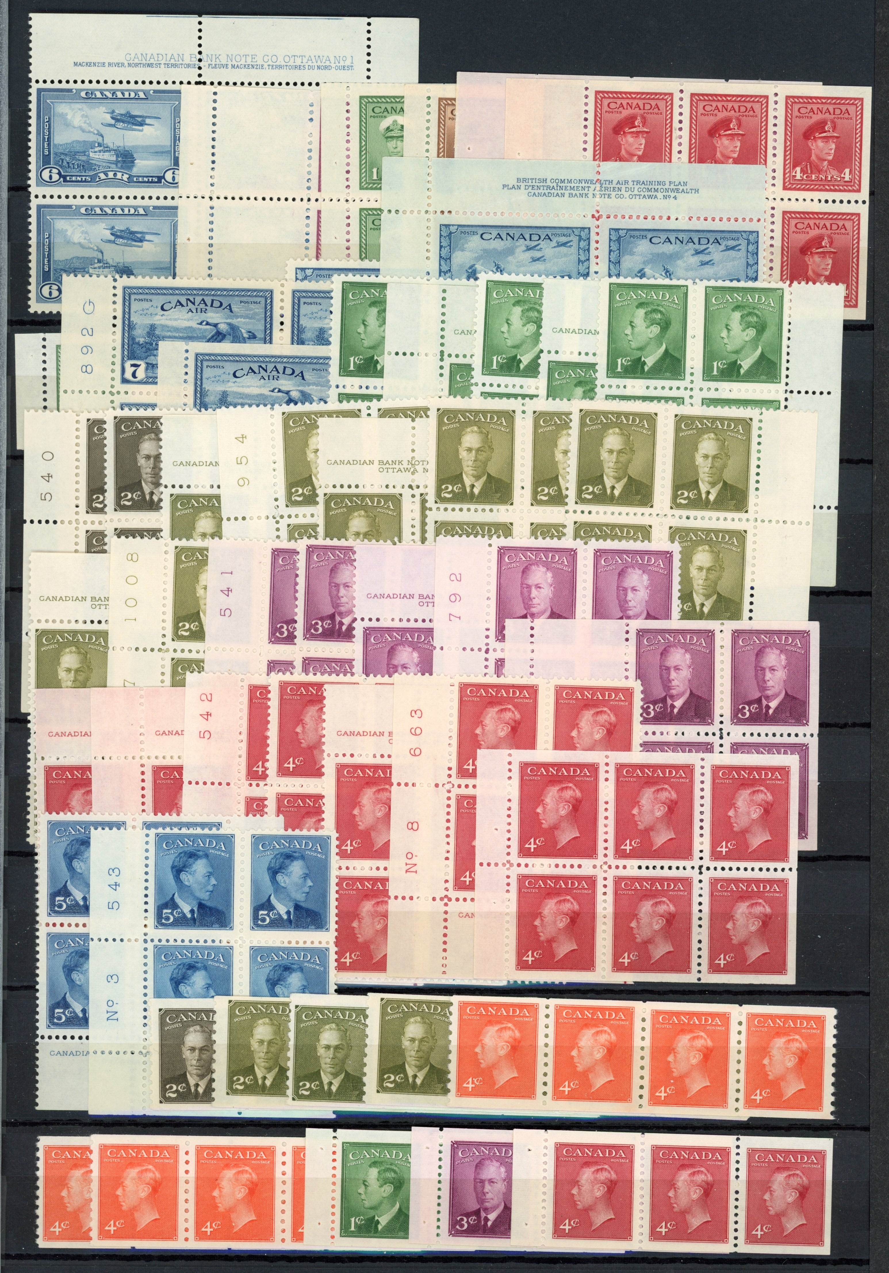 Canada 1937-52 Plate blocks, booklet panes and coils mint
