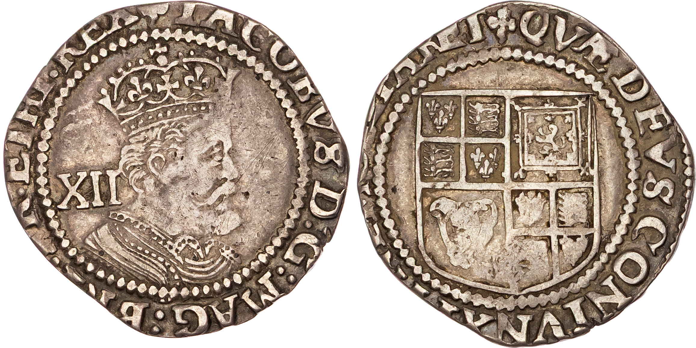 James I (1603-1625), AR Shilling, Third Coinage, mm. trefoil (1624). 