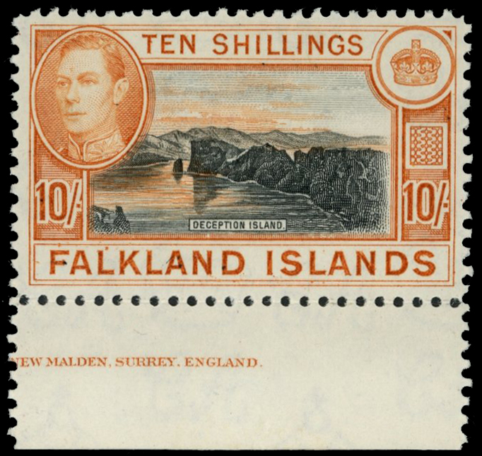 1938-50 10s black and light orange,...