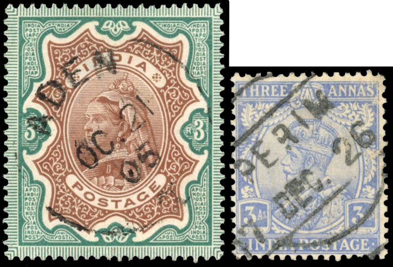 Aden; India used in collection