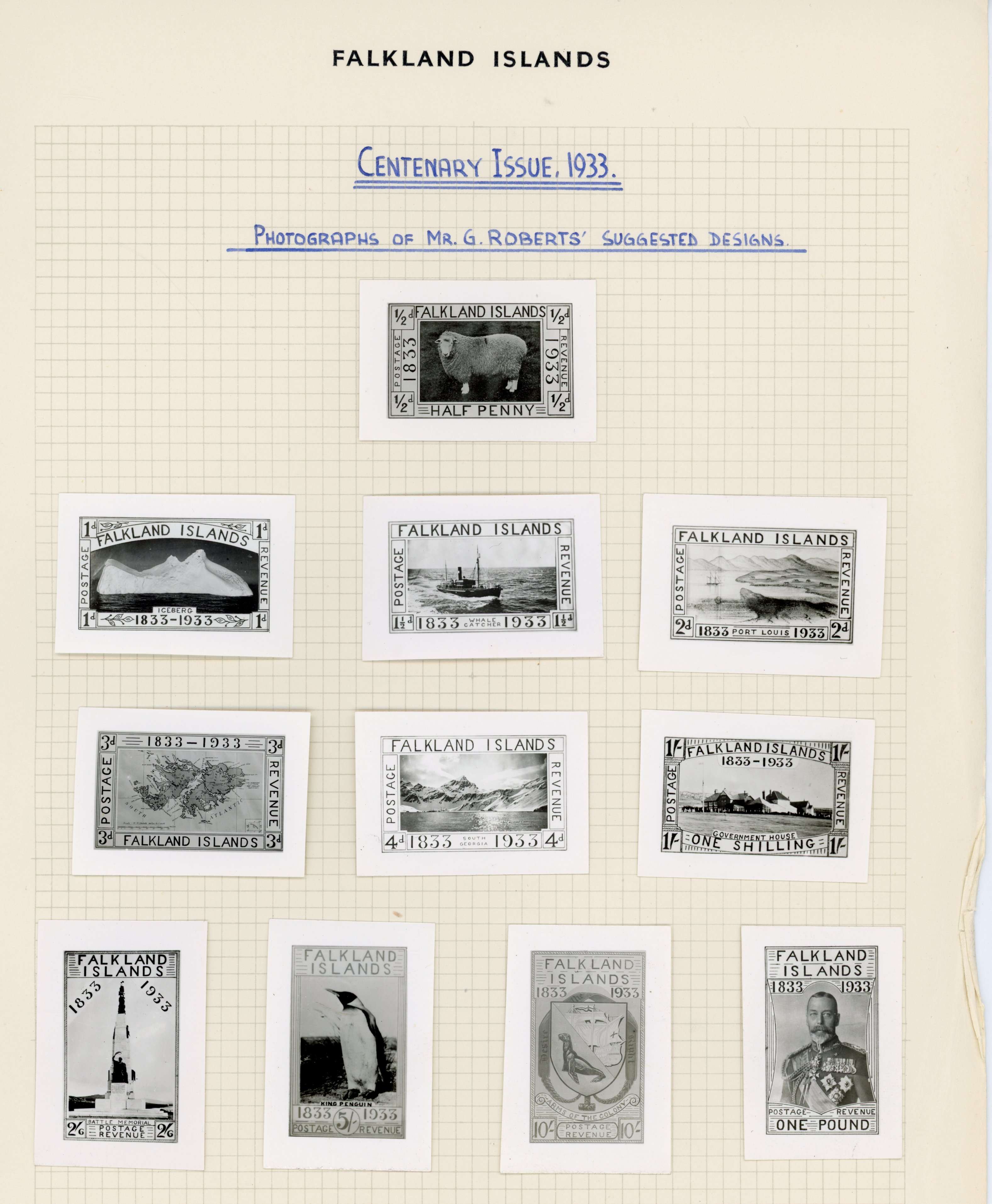 Falkland Islands 1933 Centenary reprinted photographic essays set