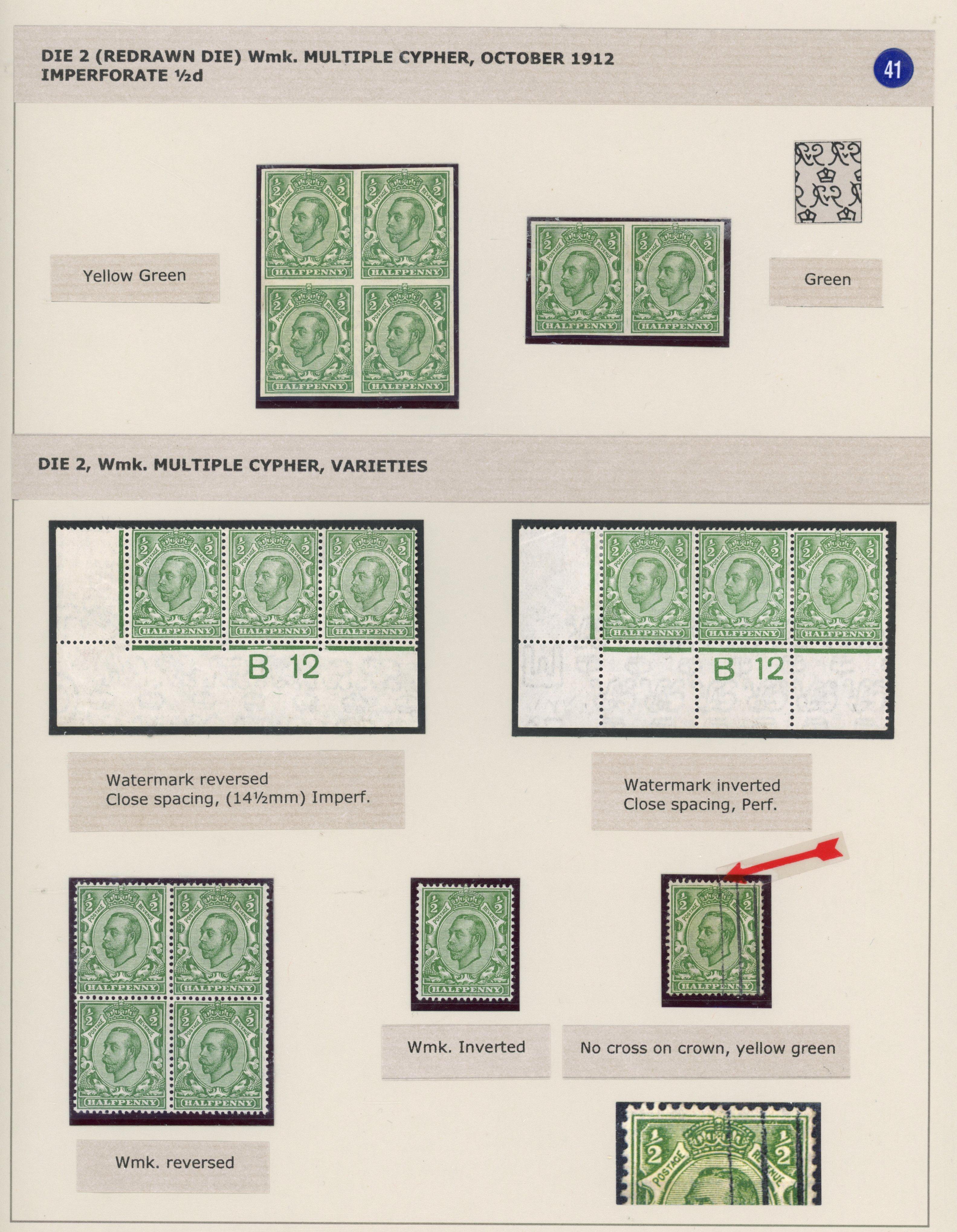GB 1912 redrawn Die ½d and 1d mint collection