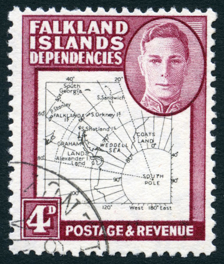 1948 4d Thin Map used with R5 dot on 'T' variety, one perf at top just nibbled. SG G13a...