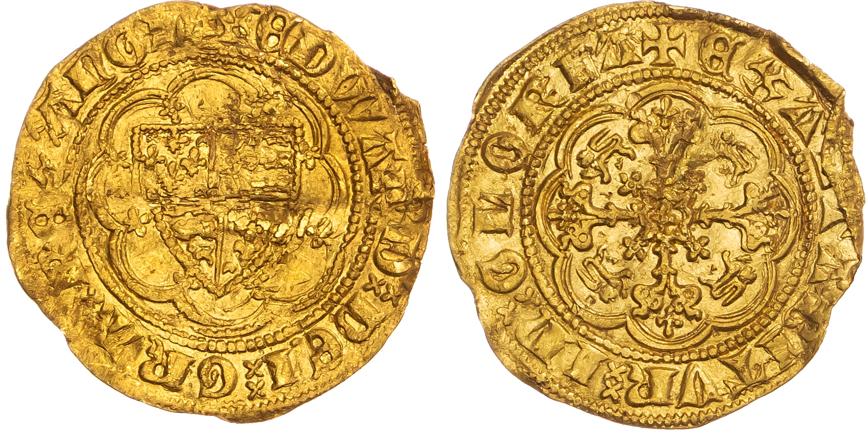 Edward III (1327-1377), AV Quarter-noble, Treaty Period (1361-1369), London mint, mm. cross potent.