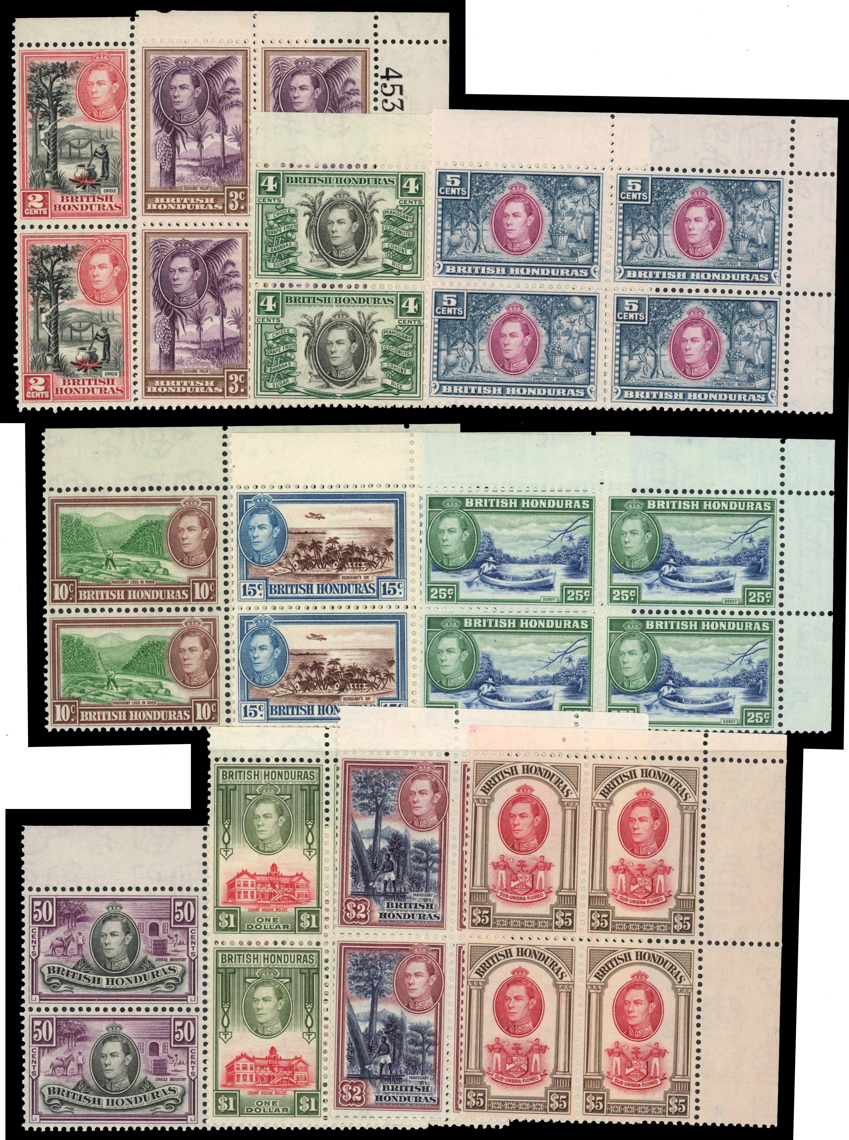British Honduras SG 150-161 blocks mint