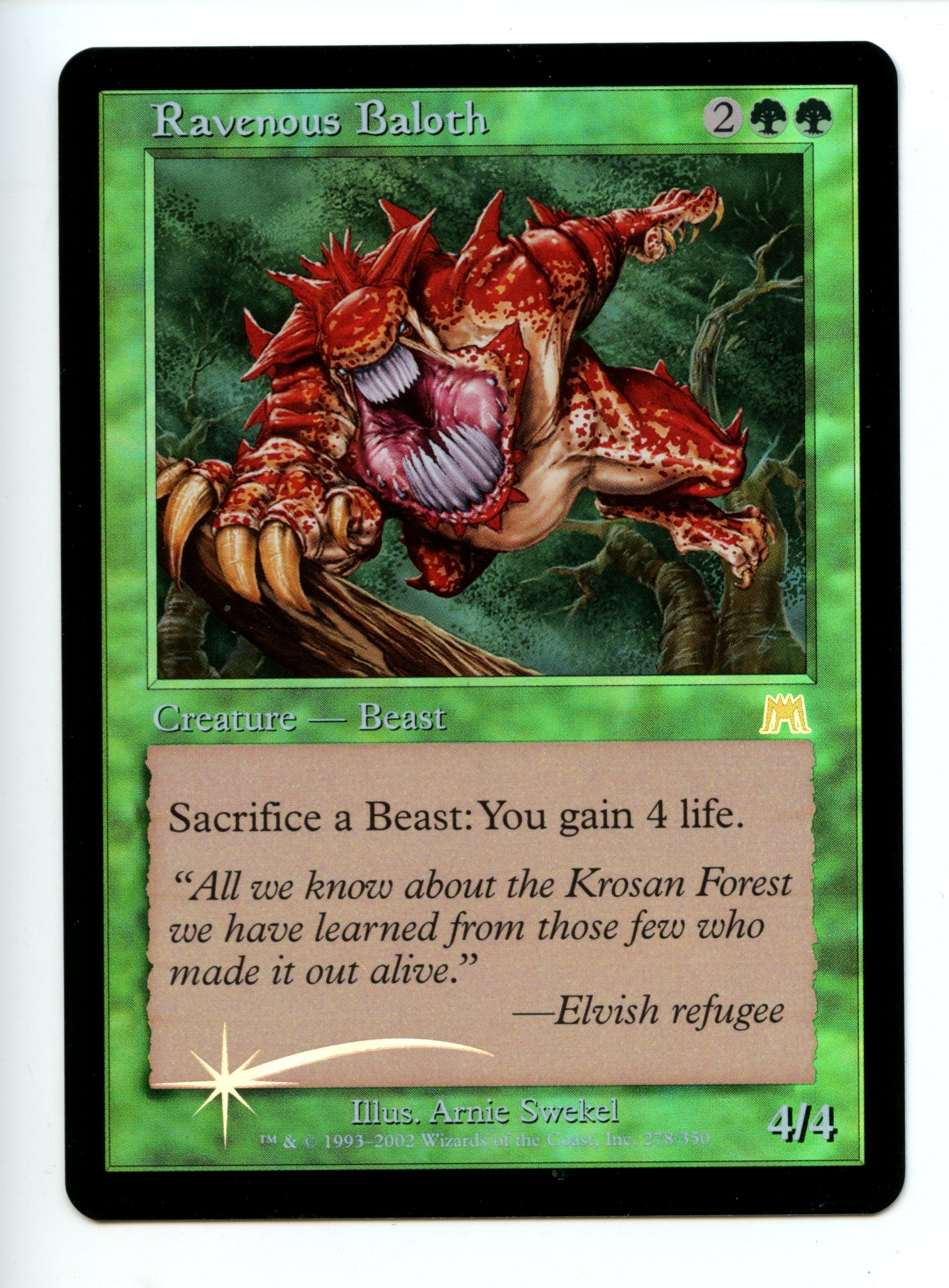 Magic The Gathering  - Ravenous Baloth FOIL  - Onslaught - Lightly Played 