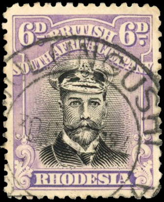 Rhodesia postmarks Mulungushi on 6d Admiral