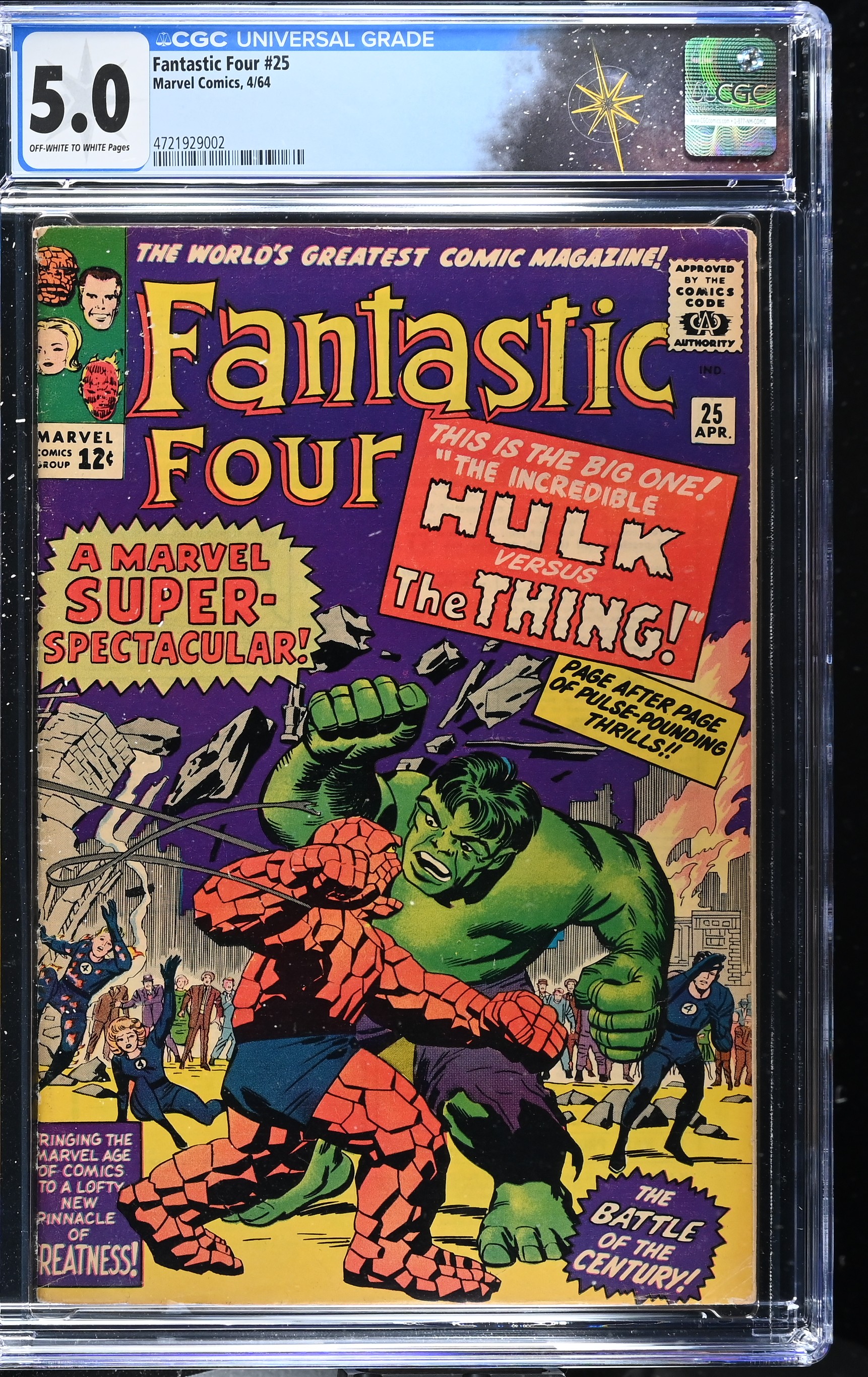 Fantastic Four #25 CGC 5.0 2nd Silver Age Appearance of Captain America (Marvel Comics, 1964) Off-White to White Pages