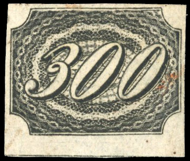 Brazil 1845-46 Slanting Figures 300r bottom marginal used