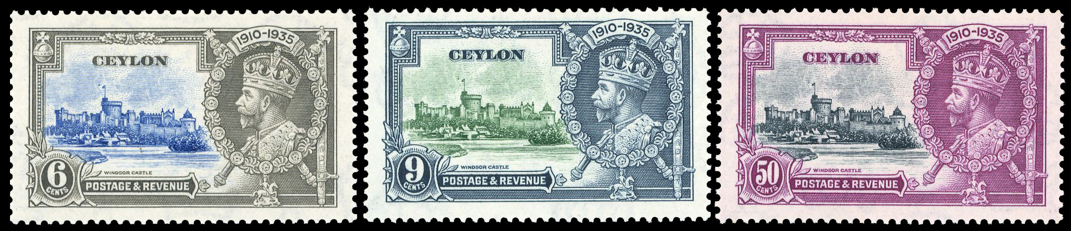 Ceylon SG 379g, 380g and 382g Dot by flagstaff mint 