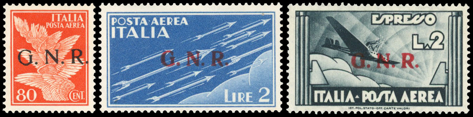 Italy 1944 ‘G.N.R.’ overprints three mint