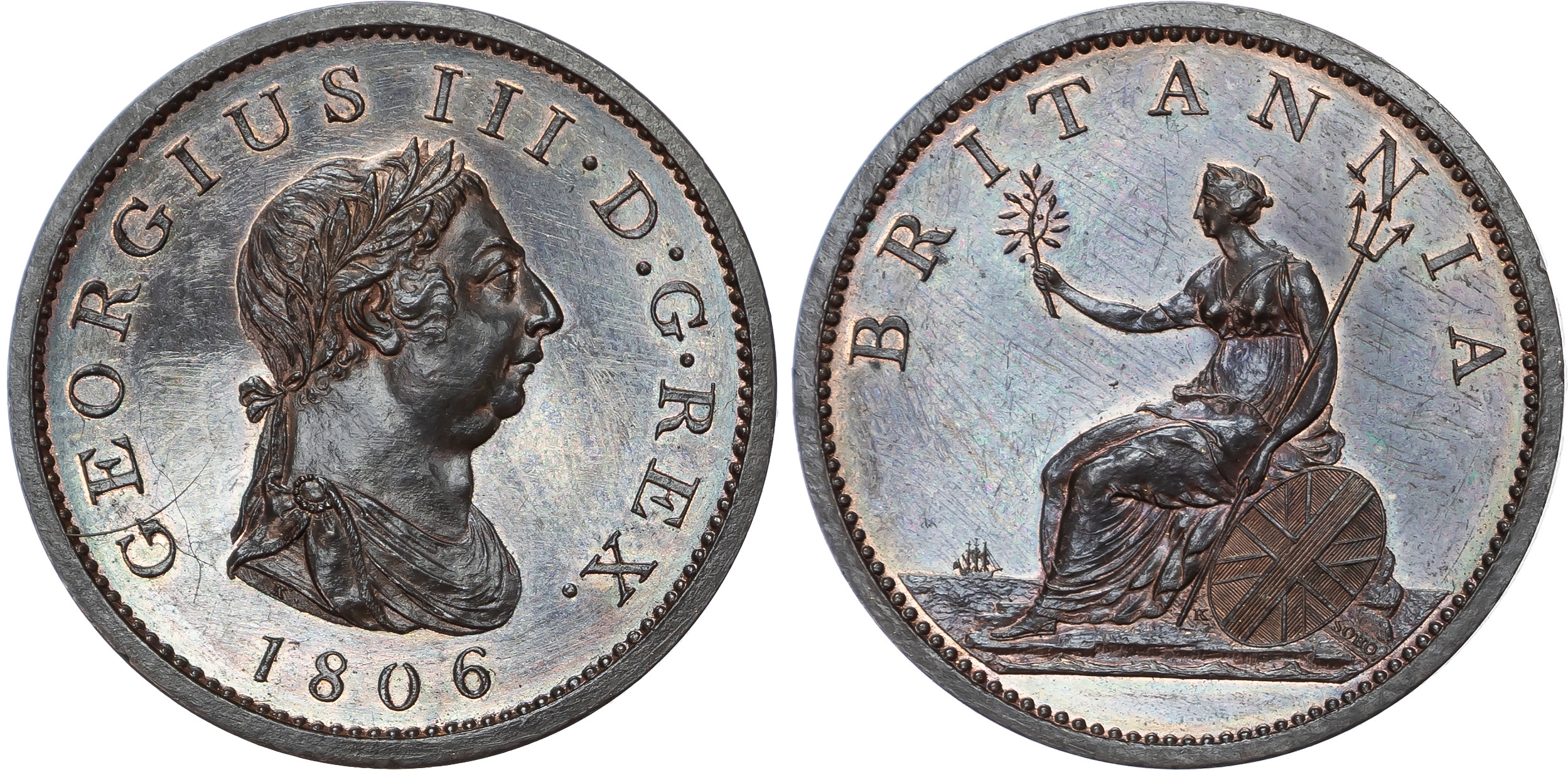 George III (1760-1820), Proof Penny, 1806, in copper
