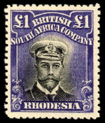 Rhodesia SG 255t 1917-20 £1 Head Die IIIA mint