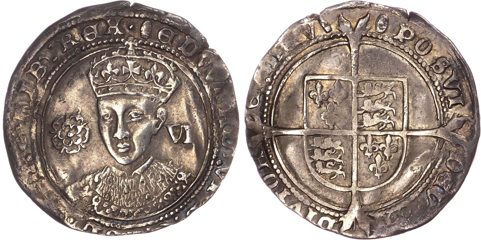 Edward VI (1547-1553), AR Sixpence 3.1gm., Third period, Fine issue, mm. Tun.