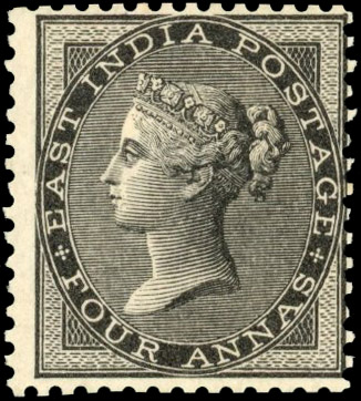 India SG 45 1856 4a black mint
