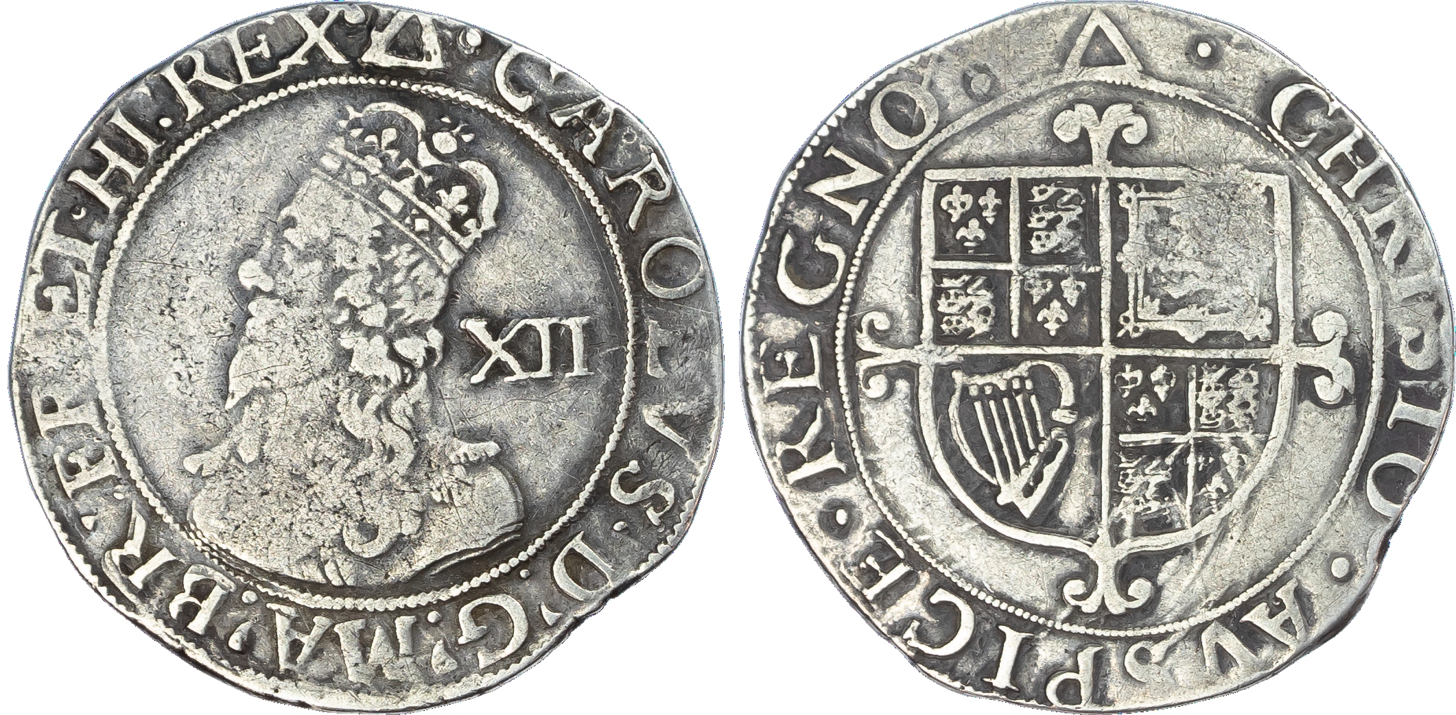 Charles I (1625‑1649), Shilling, sixth crowned Briot’s bust type