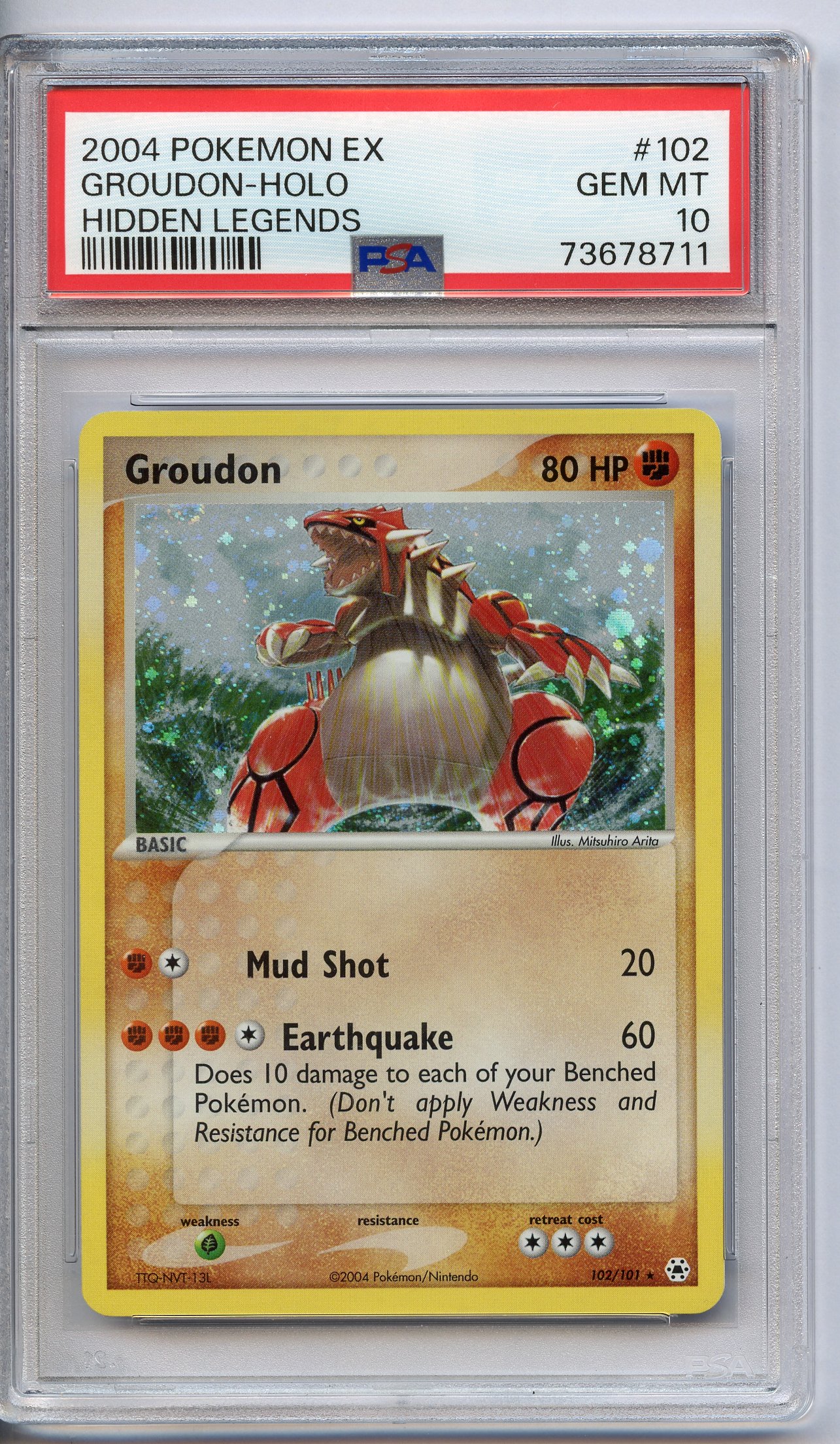 PSA 10 Groudon Holo #102 - Hidden Legends 2004