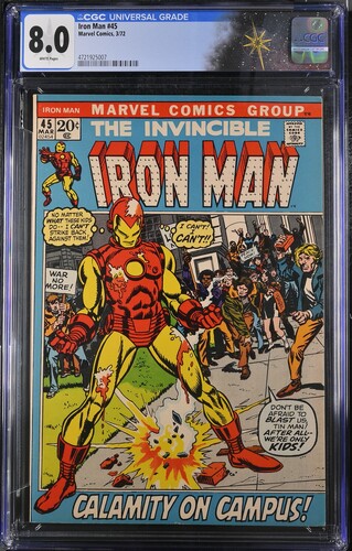 Iron Man #45 CGC 8.0 "Beneath the Armor Beats a Heart!" (Marvel Comics, 1972) White pages