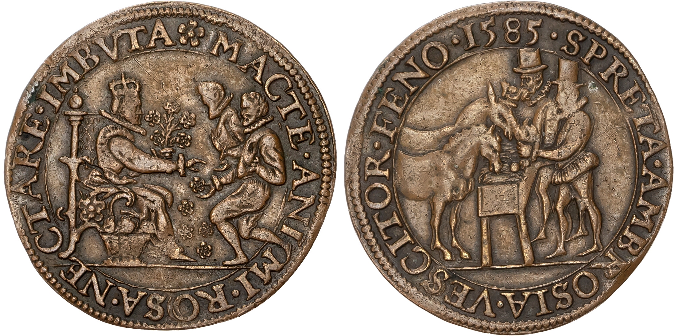 Elizabeth I (1558-1603) Assistance to the United Provinces, copper jeton (30mm/4.86gm), 1585, Antwerp.