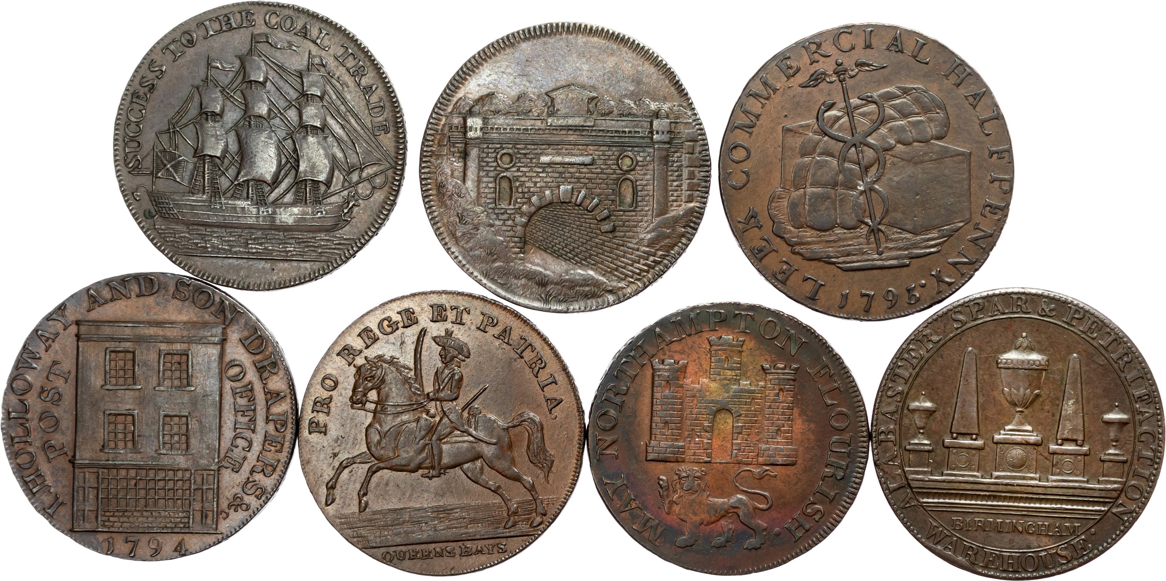 Co. Dur. South Shields anon Halfpenny (DH 4); Glos, Brimscombe Port Canal Halfpenny (DH 60); Norf. Norwich Militia Hal …