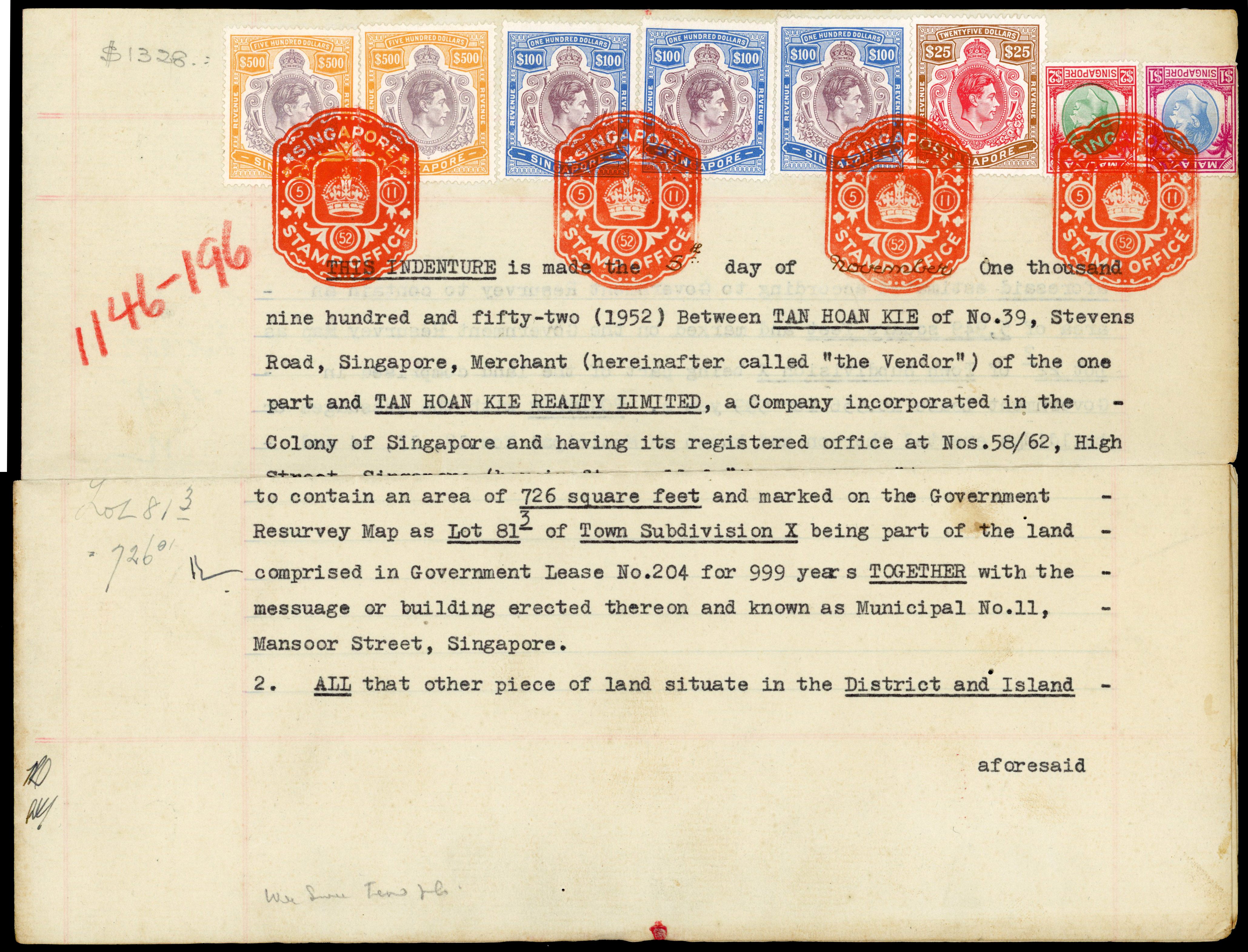 Singapore Indenture
