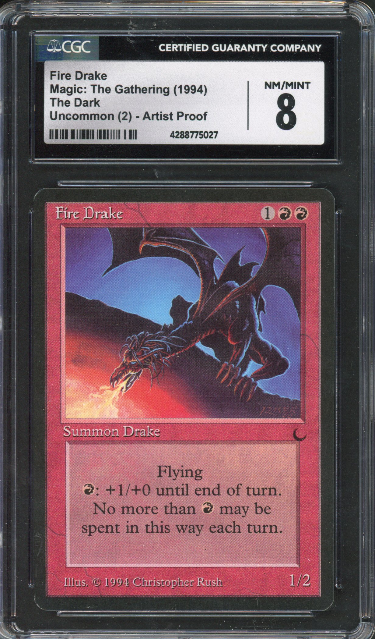 Magic: The Gathering  - Fire Drake  Artist Proof  - The Dark  - CGC 8