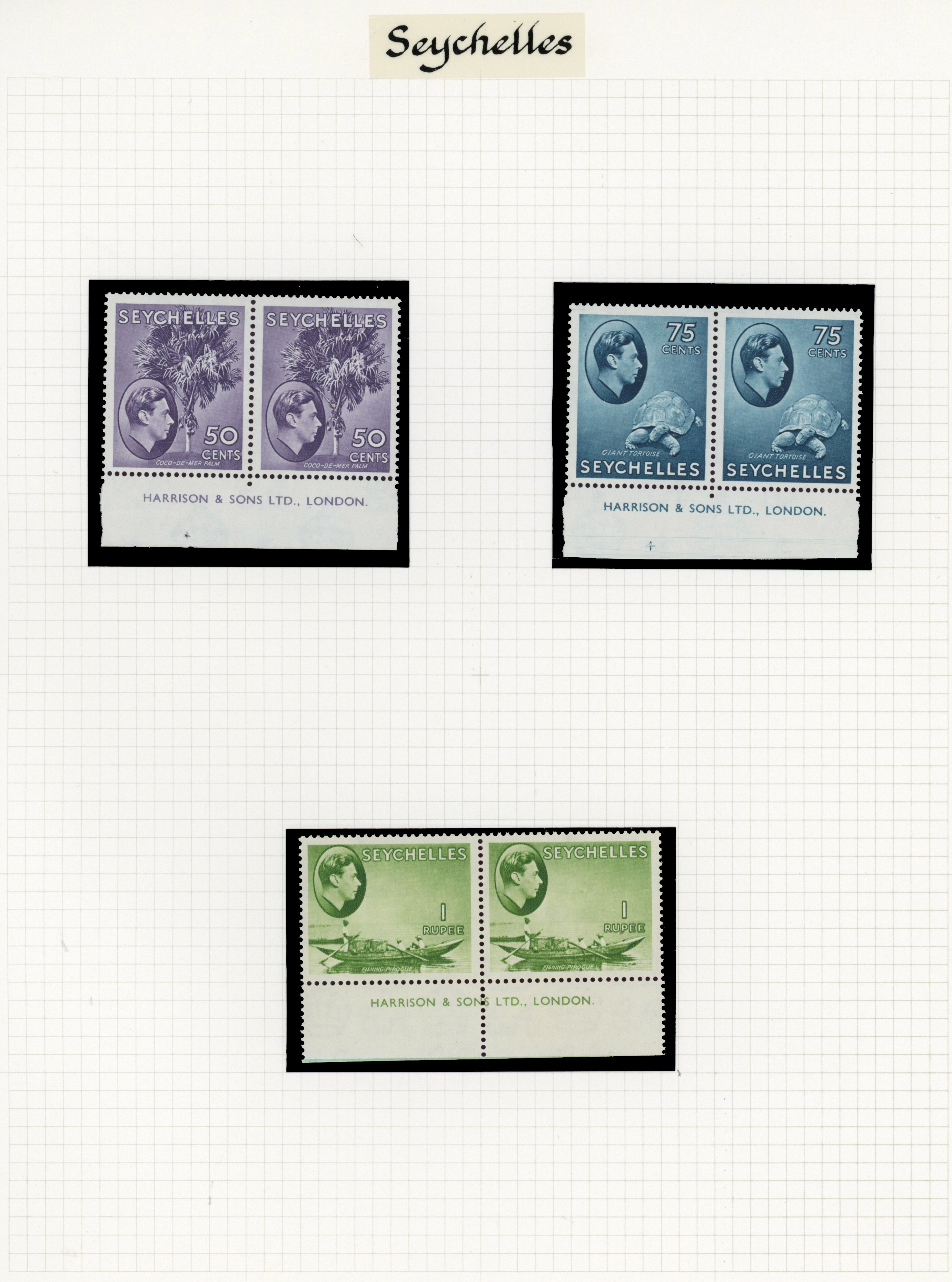 Seychelles SG 135/149 imprint pairs mint