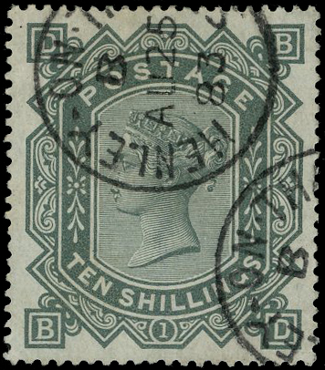1882 10s greenish-grey Pl.1 (White paper)