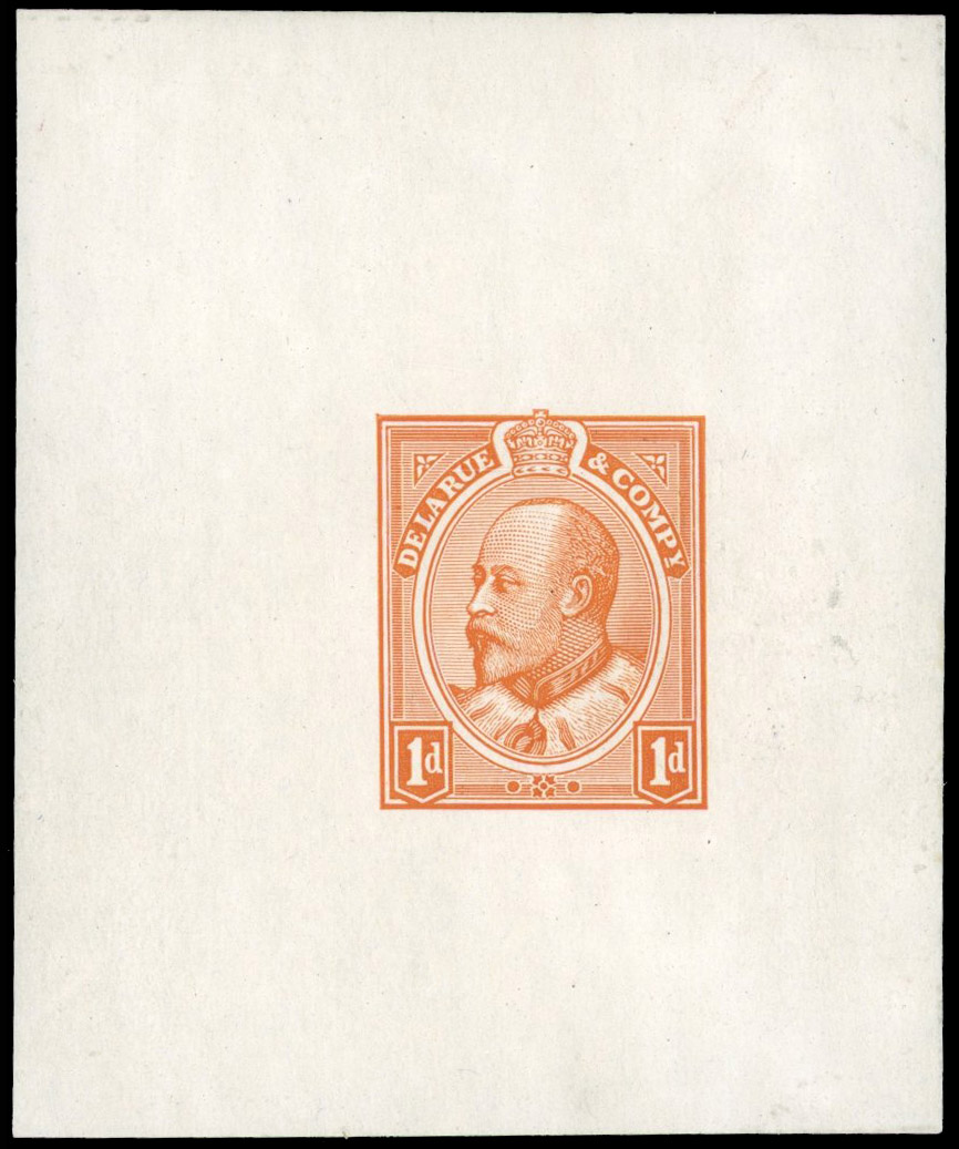 GB 1903 1d 'Canada Head' De La Rue essay in ochre-brown