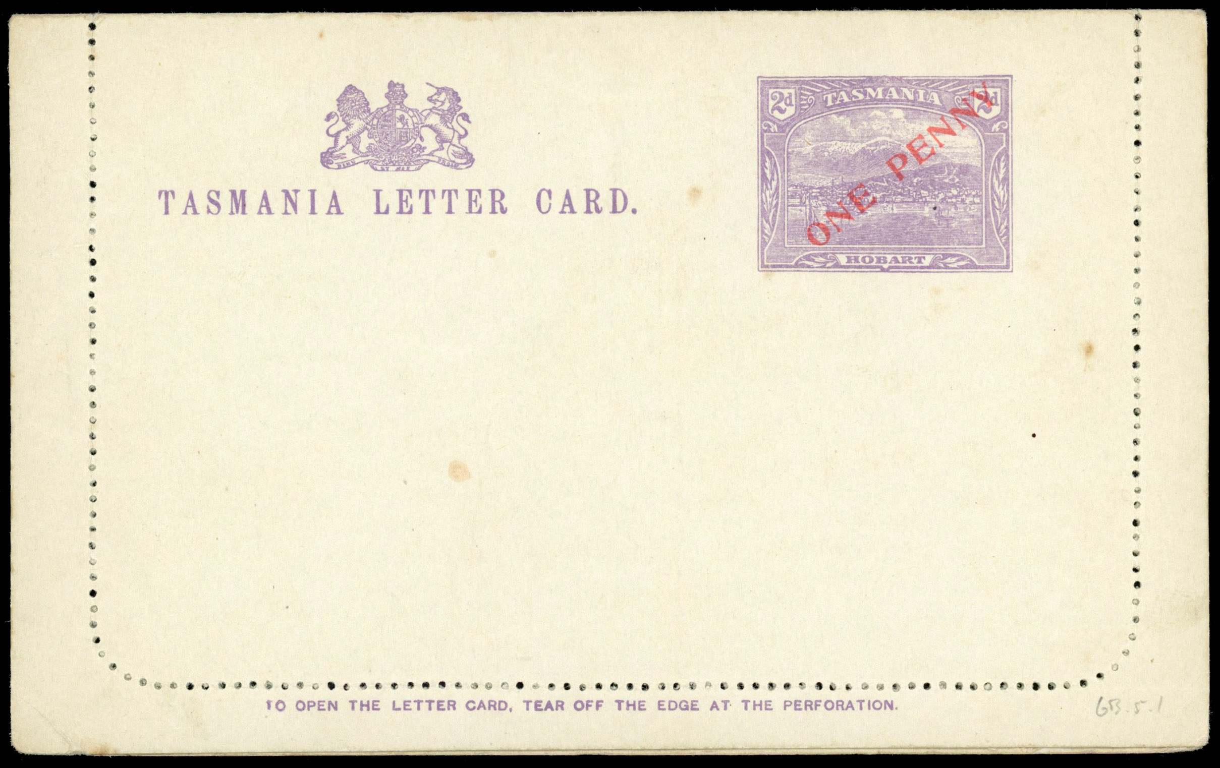 Tasmania Stationery lettercards 1911 1d on 2d 40° surcharge group