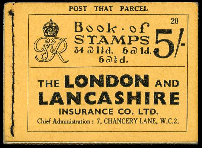 1938 (January) 5/- booklet (#20). Mixed...