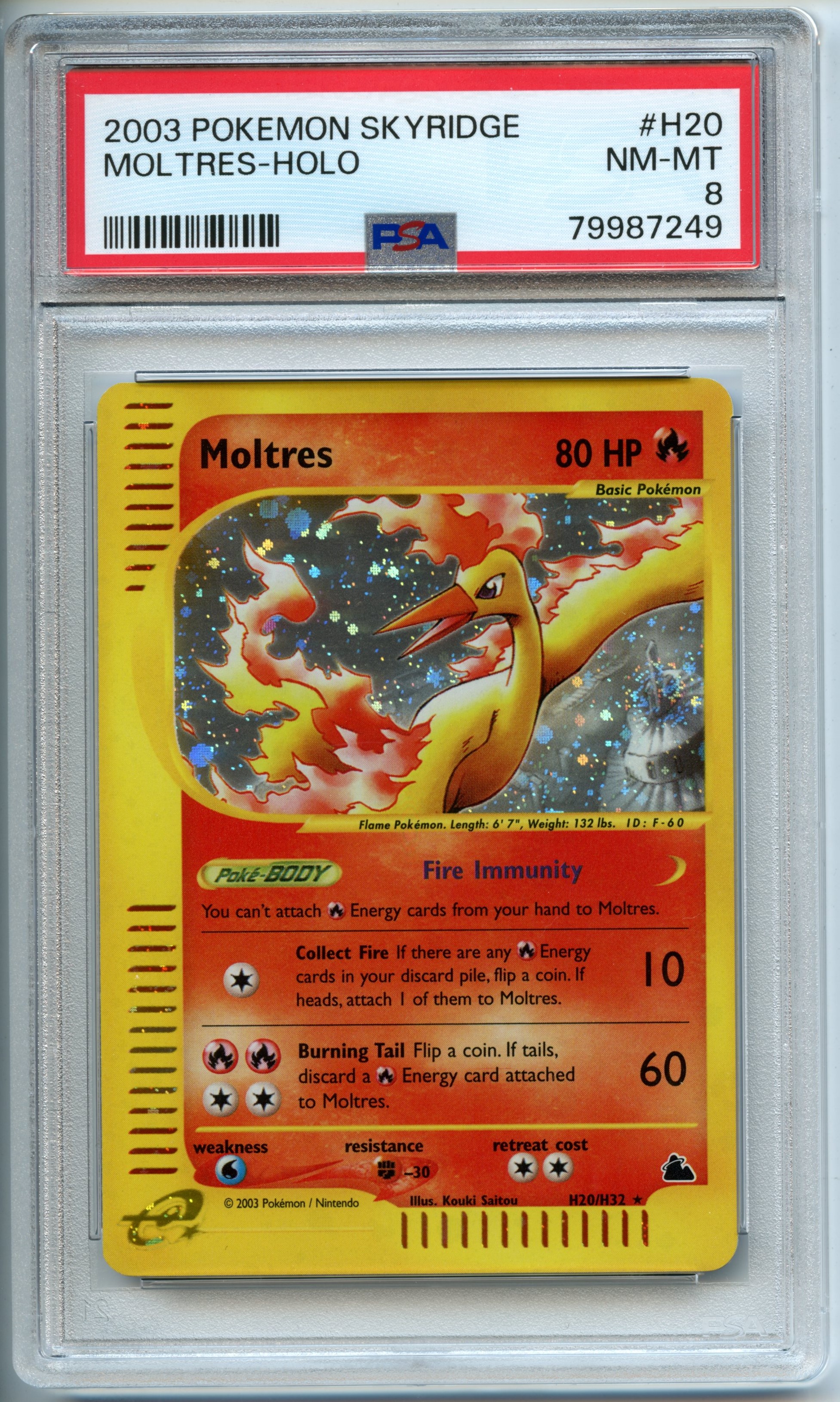 Pokemon TCG  - Moltres HOLO - Skyridge  - PSA 8