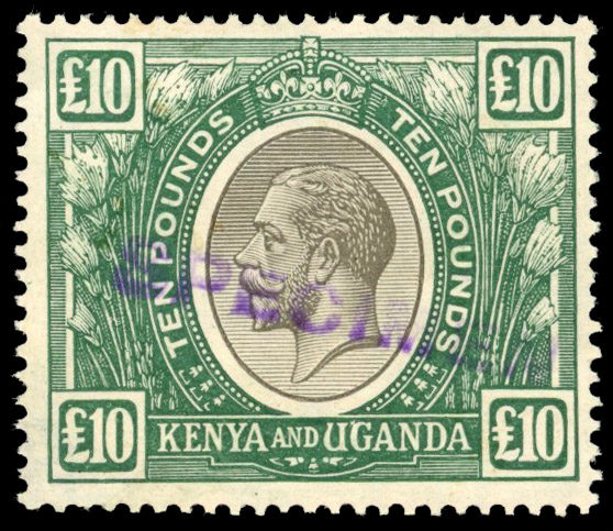 KUT SG 100s 1922 £10 local Specimen handstamp