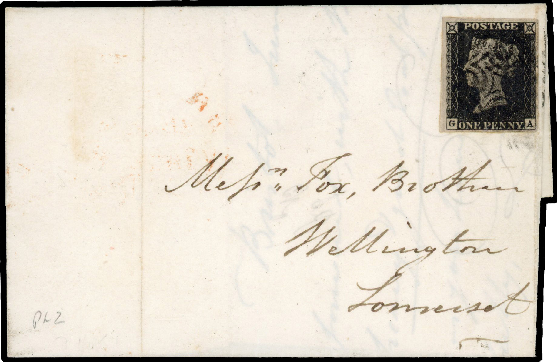 GB 1840 entire with 1d black Plate 2