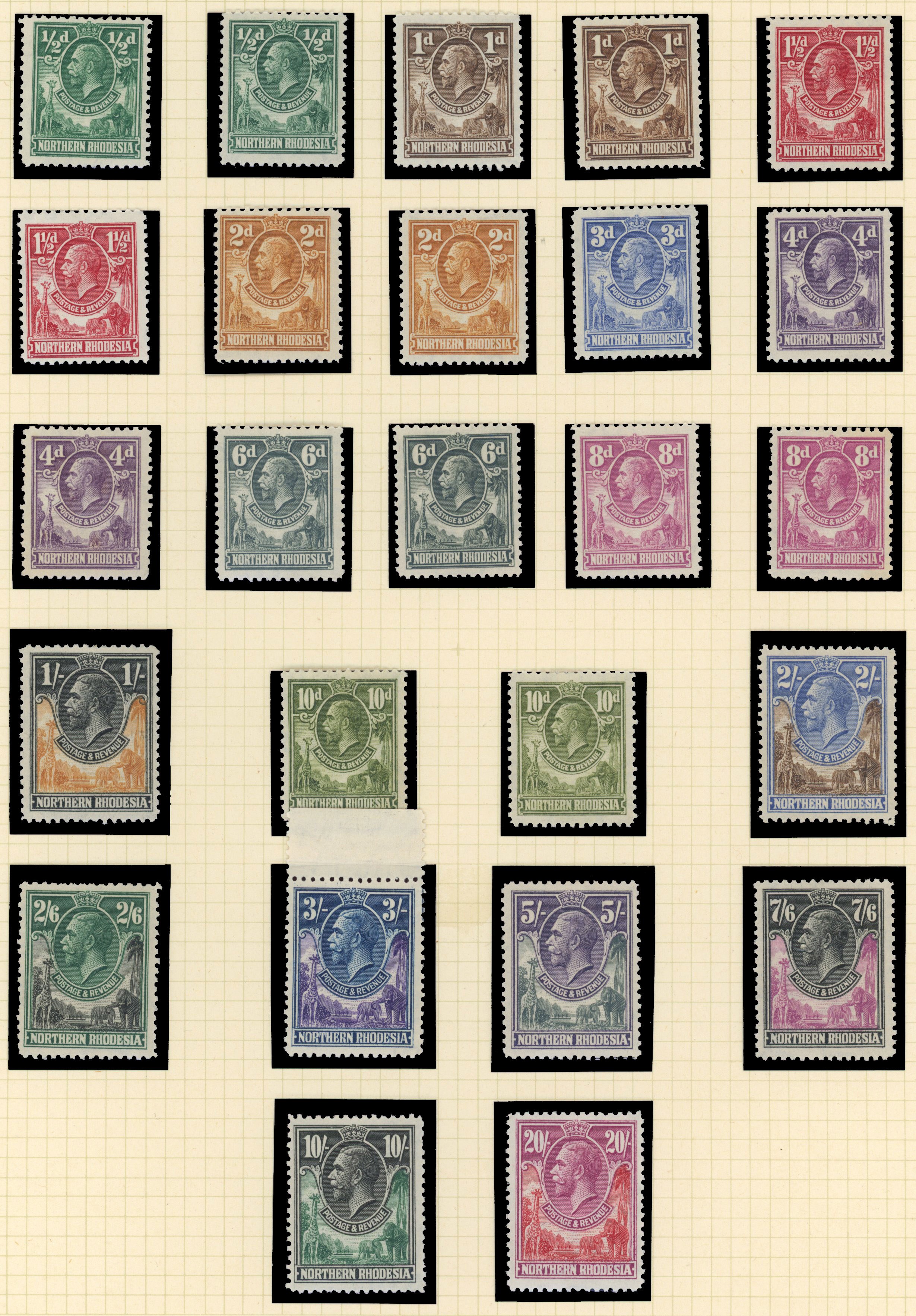 1925-35 KGV mint and used selection arranged on album leaves