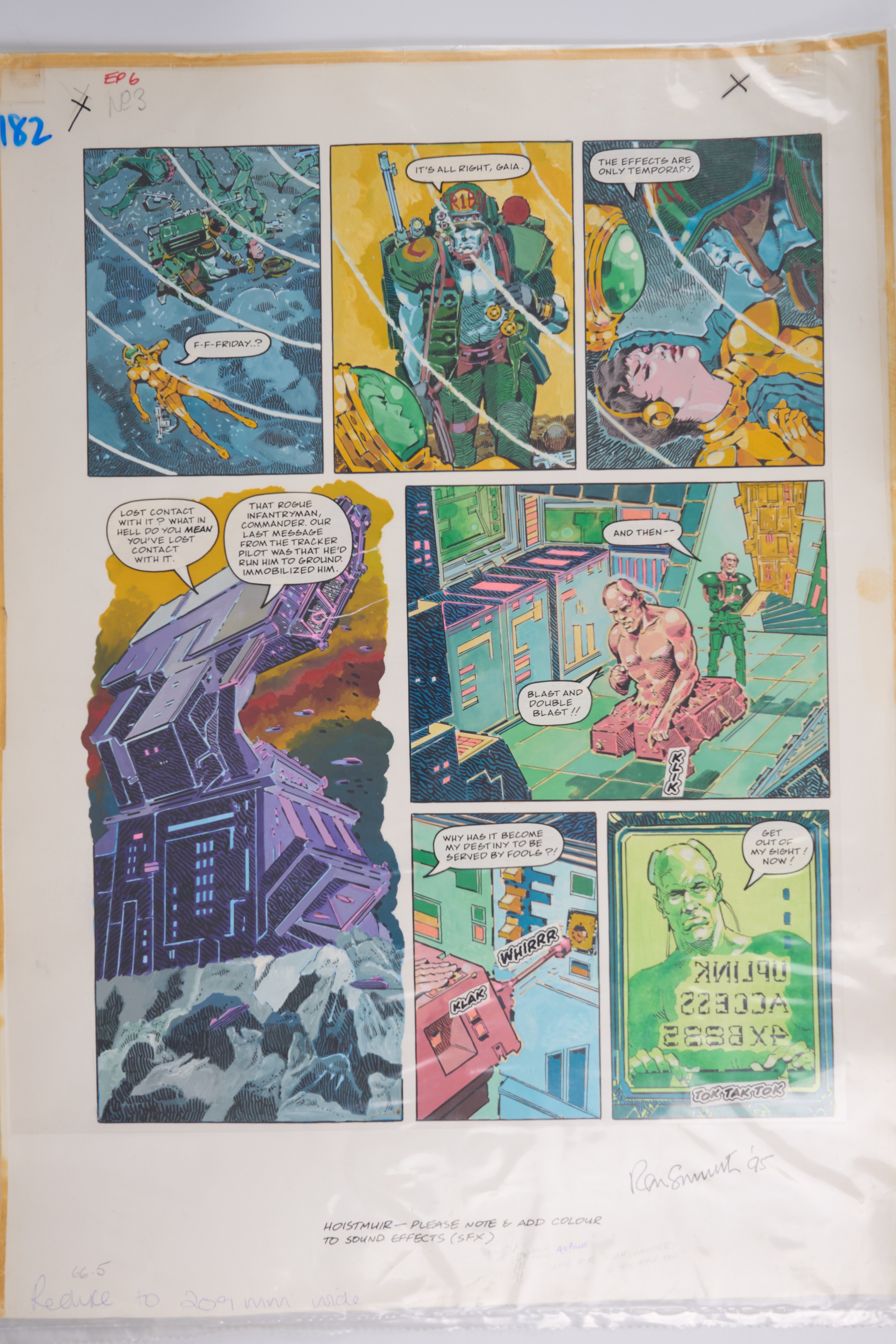 Ron Smith 2000 AD Original Colour Story Pages Signed (Fleetway, 1995) Total 4