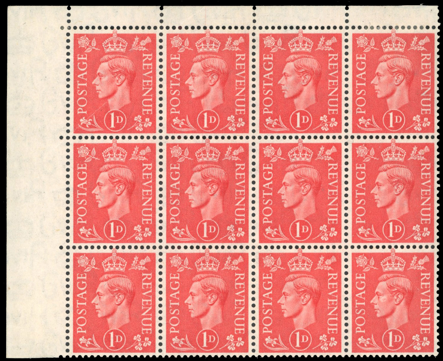 GB SG 486 1941 1d flaw on cheek block mint
