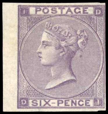 GB SG 85b 1864 6d lilac imperforate mint 