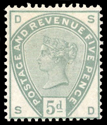 1884 5d Dull green (Die 1, Line under d). Superb unused o.g. SD