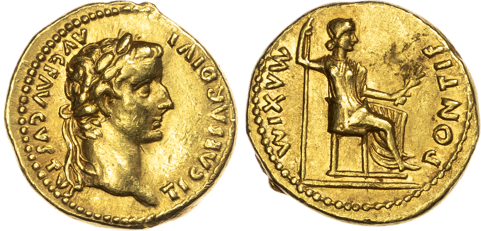 Tiberius (AD 14-37) AV Aureus, Lugdunum, c. AD 14-17, 7.83g.