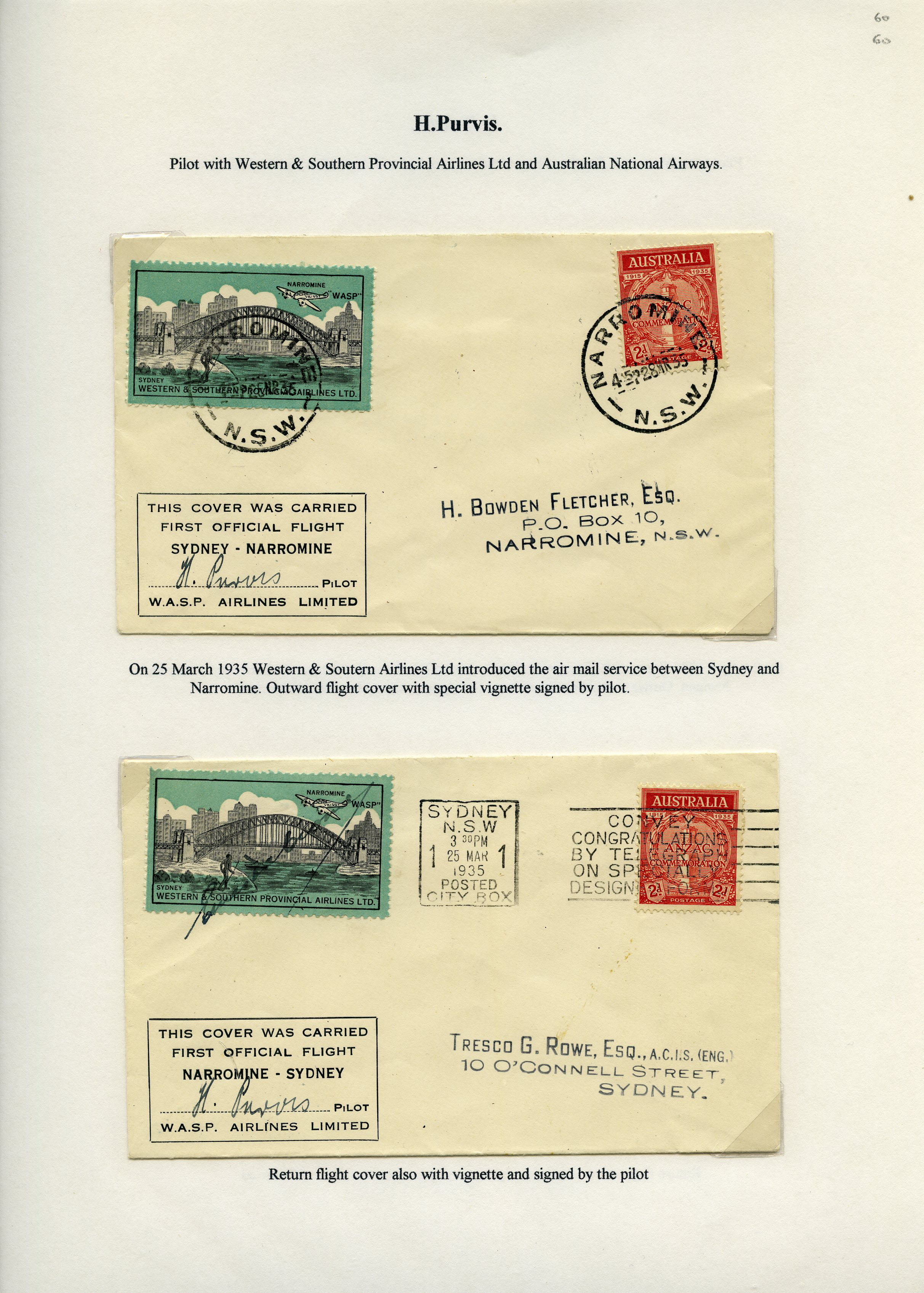 AUSTRALIAN FLIGHT COVERS: 1934-35 seven...