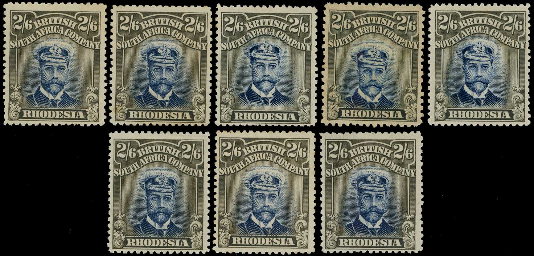 1913-7 2/6d Head Die II, perf 15. Eight...