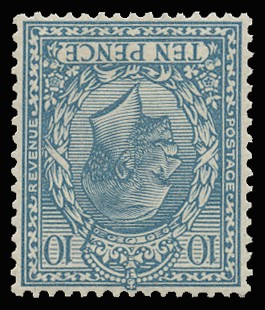 1913 10d Turquoise-blue (Wmk. Inverted & Reversed). Superb...