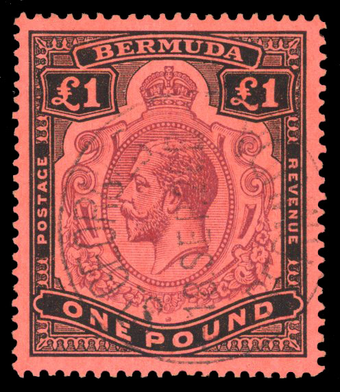 Bermuda SG 55 1918-22 £1 purple and black/red used