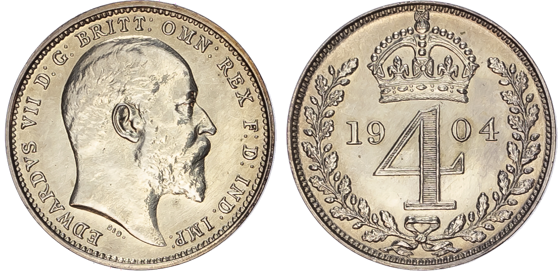 Edward VII (1901-1910) Maundy Set, 1904, Fourpence, Threepence, Twopence, Penny.