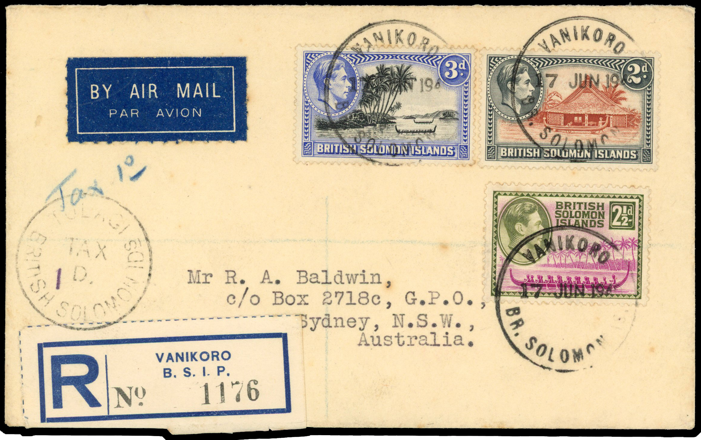 Solomon Islands 1940 Vanikoro cover