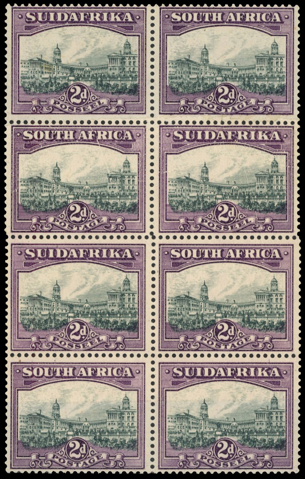 South Africa SG 44, 45bw var blocks mint
