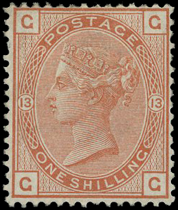 1880 1s orange-brown Pl.13 (Wmk. Spray)