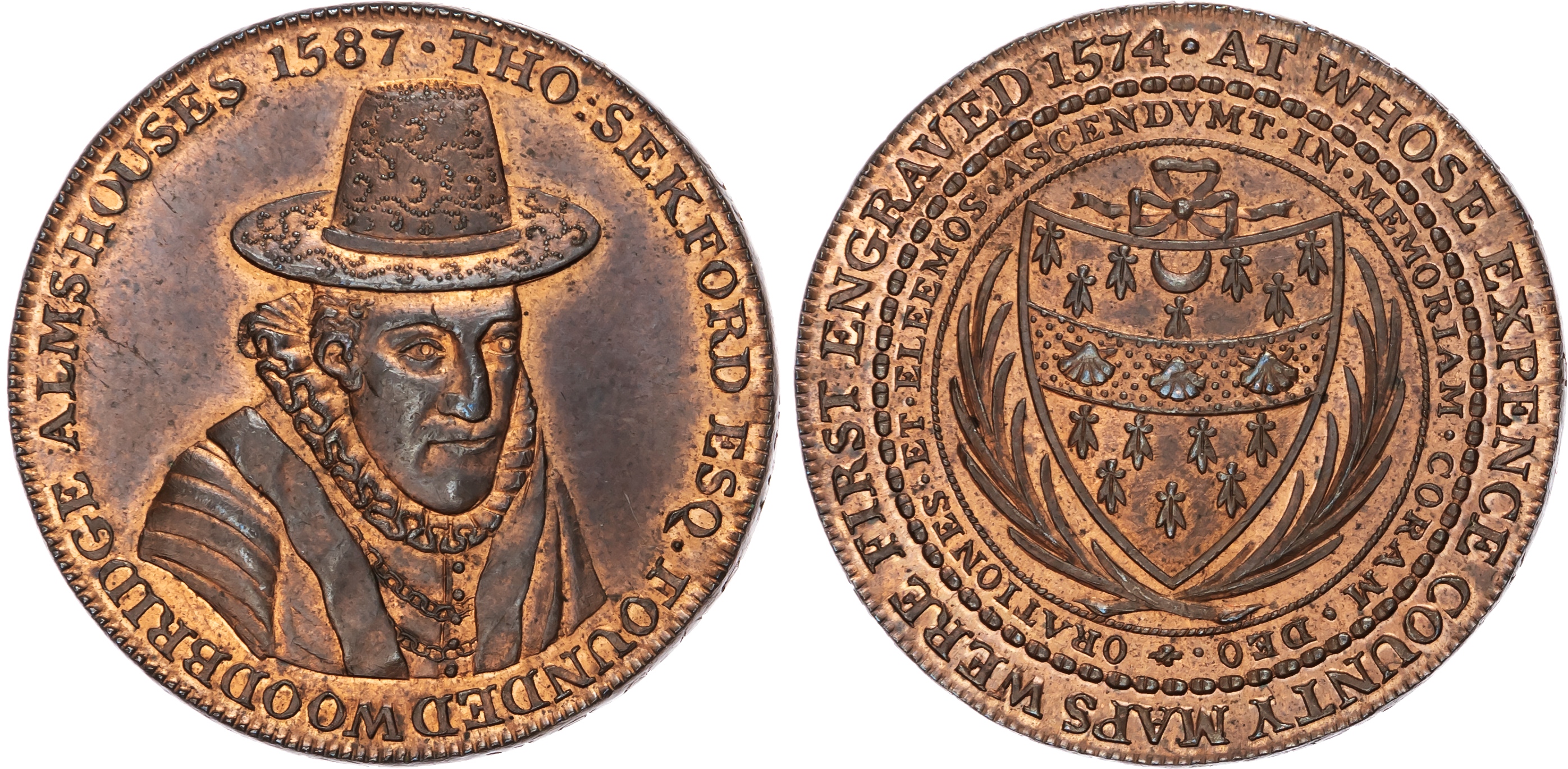 Suff. Woodbridge, Robert Loder (printer & bookseller) Penny 1796, bust of cartographer Thomas Sekford threequa…