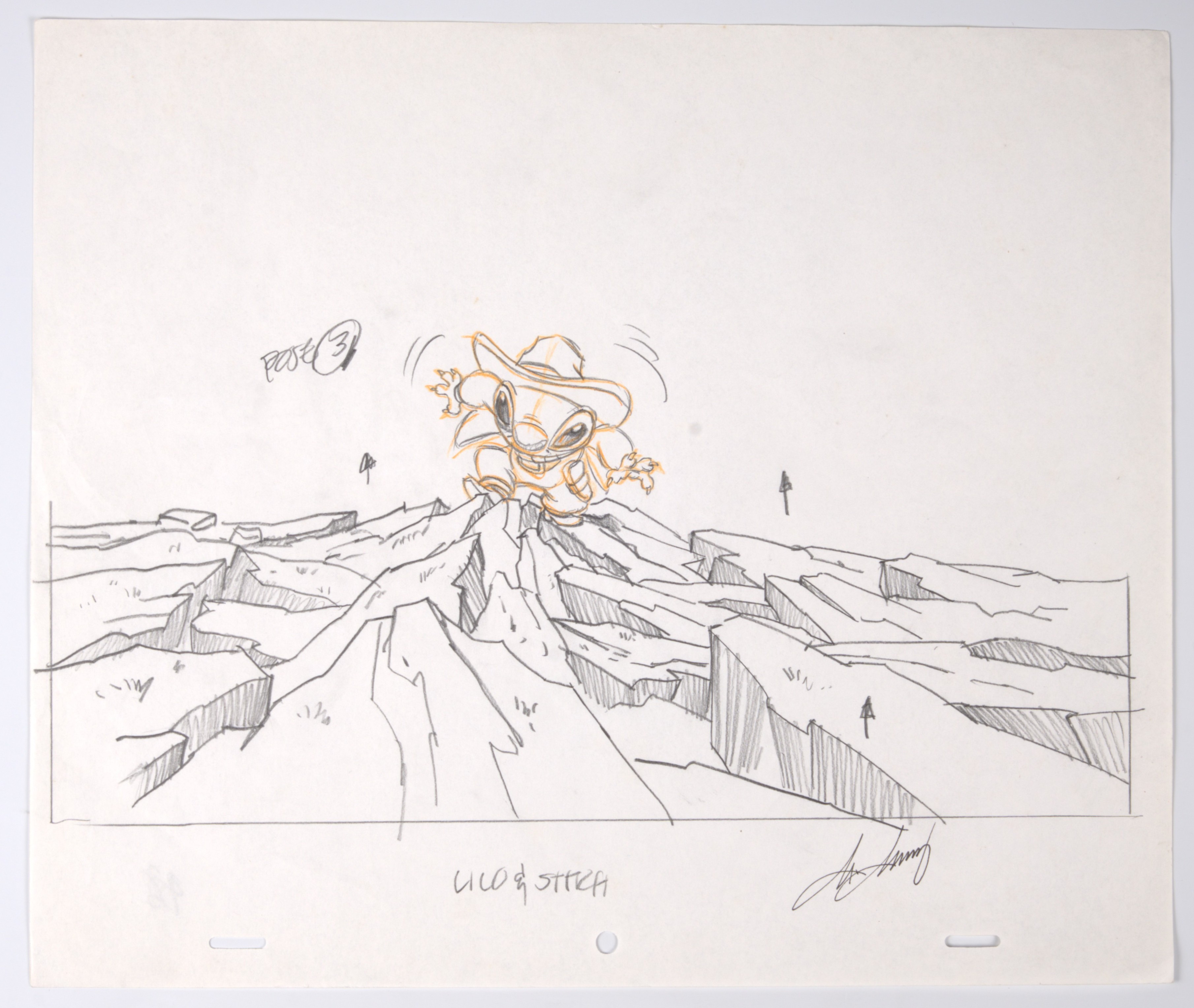 Moises Masacinag Lilo & Stitch: The Series Original Stitch Pencil Layout Drawing Signed (Disney, 2003-2006)
